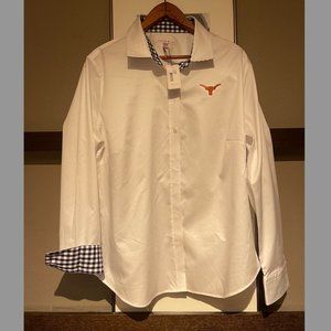 RARE NWT Peter Millar XL Women's Texas Longhorns Oxford Shirt with Gingham Cuff